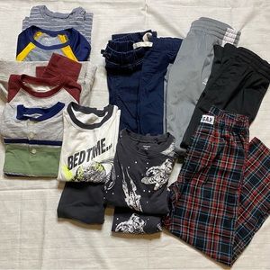 BOYS Fall Winter Clothing Bundle Pants Long Sleeve Shirts Pajamas Size 6/7